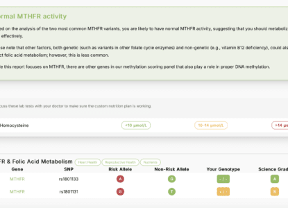 MTHFR results Gene Food